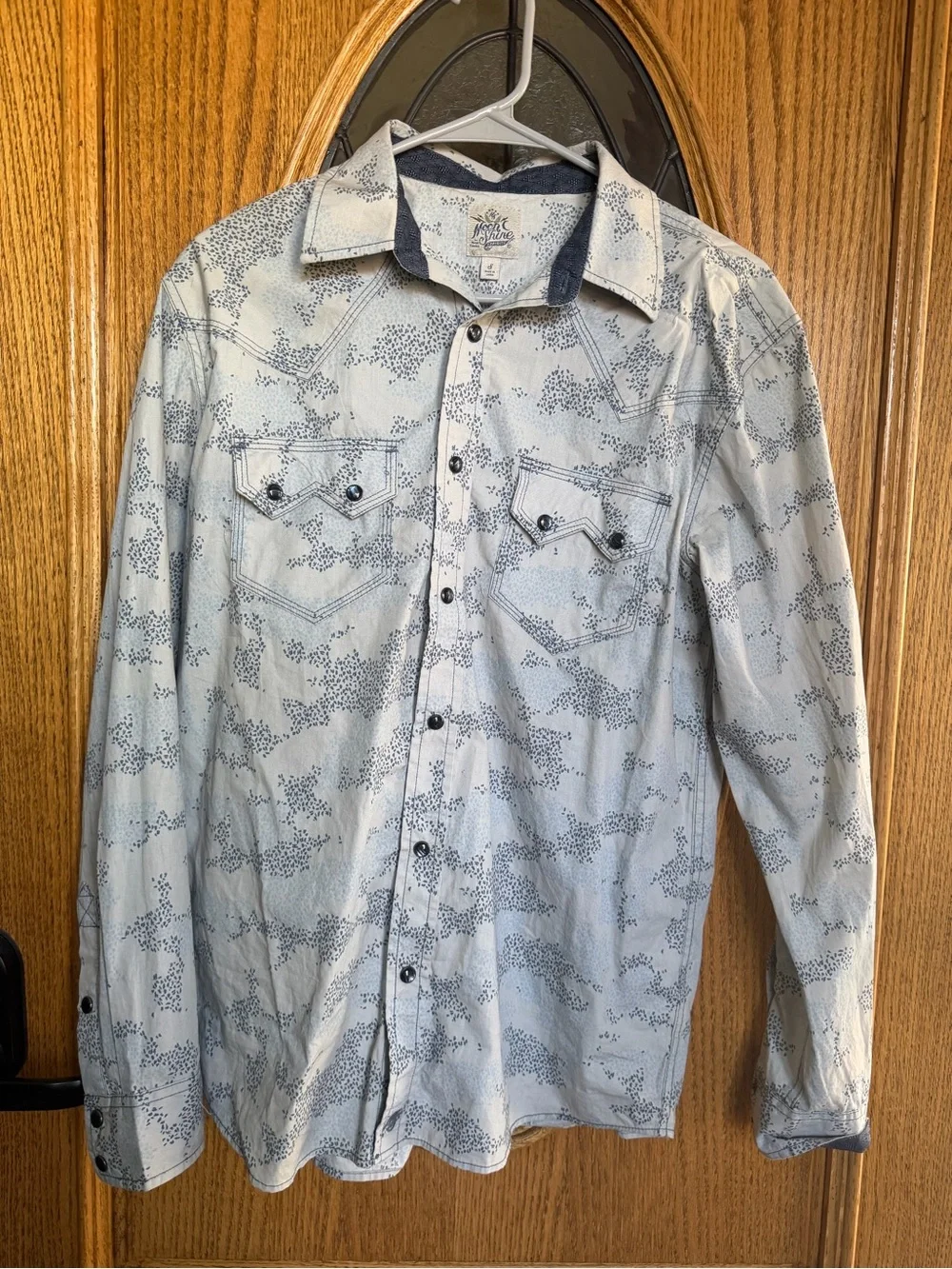 Moon Shine Spirit Blue Printed Men’s Button-Up Shirt
